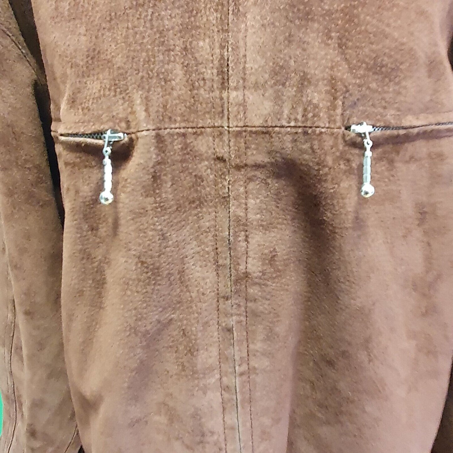 Vintage Newport Casuals Brown Zipped Suede Leather Jacket Women's UK L 12 H210