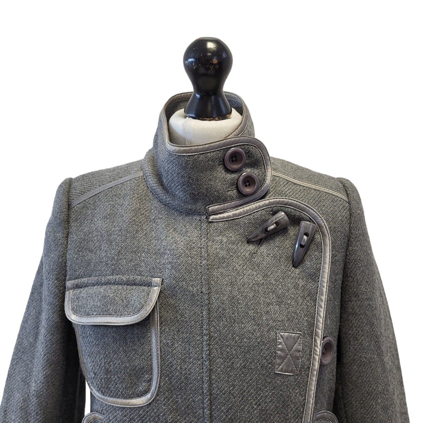 Essentiel Grey Button Smart Formal Overcoat Coat UK Women's M G669