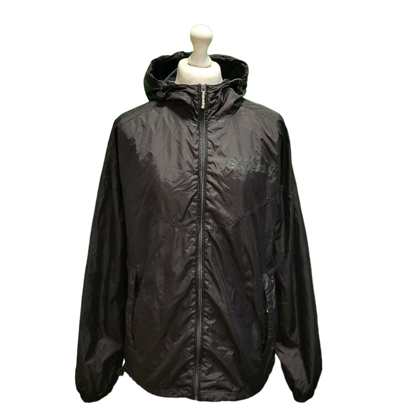 Superdry Black Hooded Windbreaker Track Jacket Men's UK XL EU 56 H598