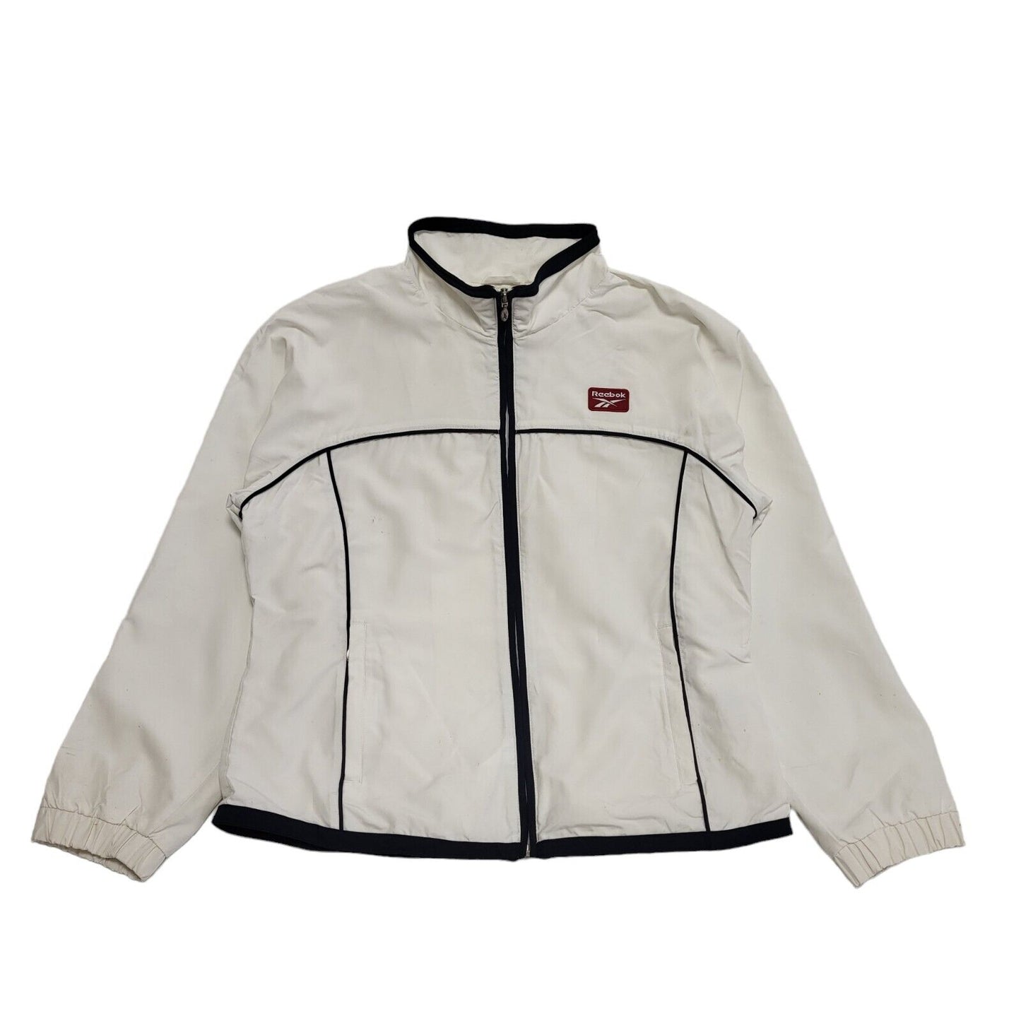 Reebok White Navy Blue Lightweight Sports Jacket Women's UK 16 eu 44 H363