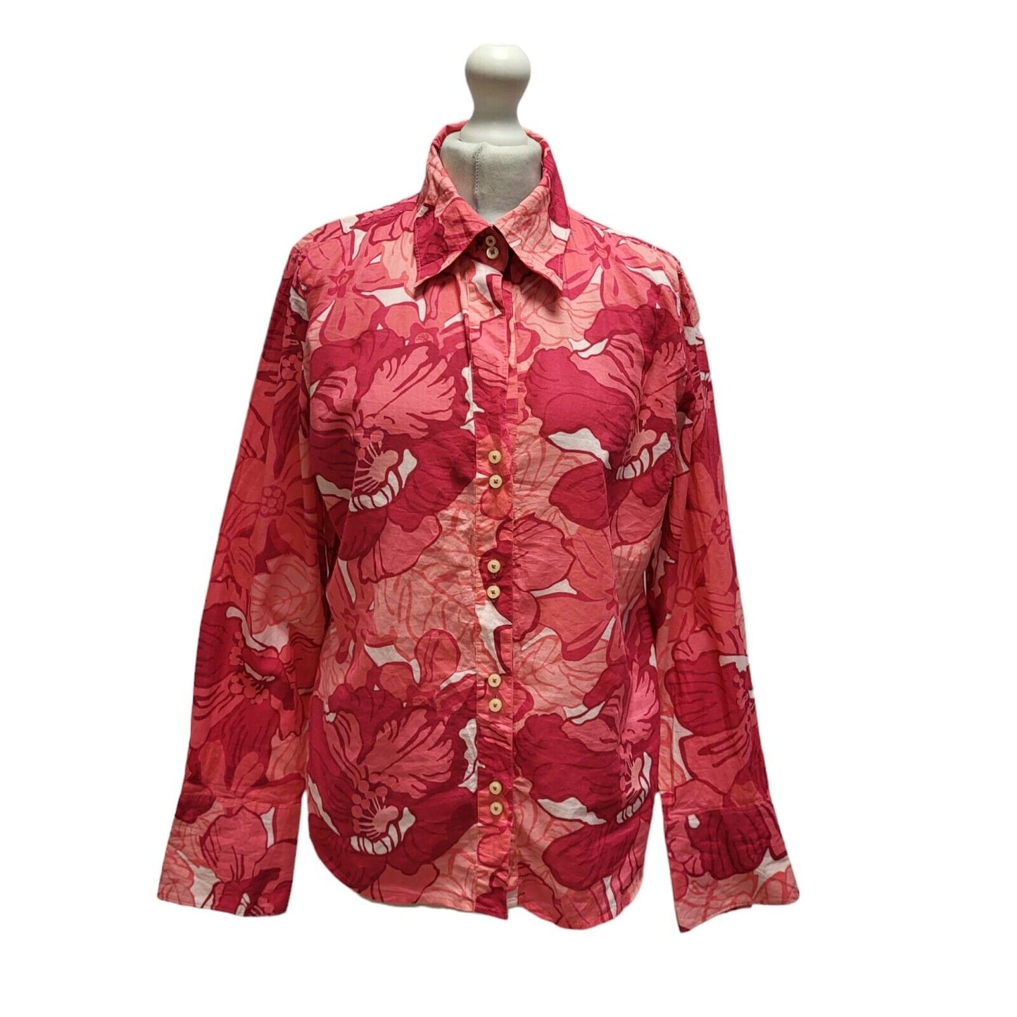 Tommy Hilfiger Pink Floral Long Sleeve Shirt Uk Women's Large BB378