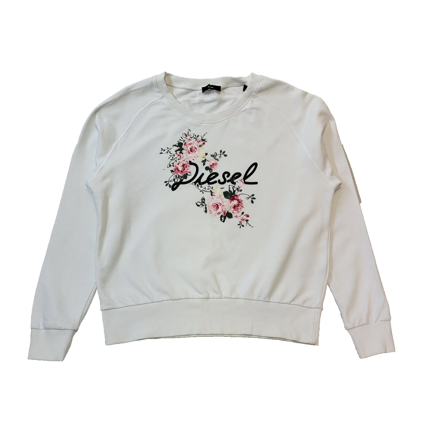 Diesel White Floral Retro Long Sleeve Sweatshirt Women's Uk L 12 H112