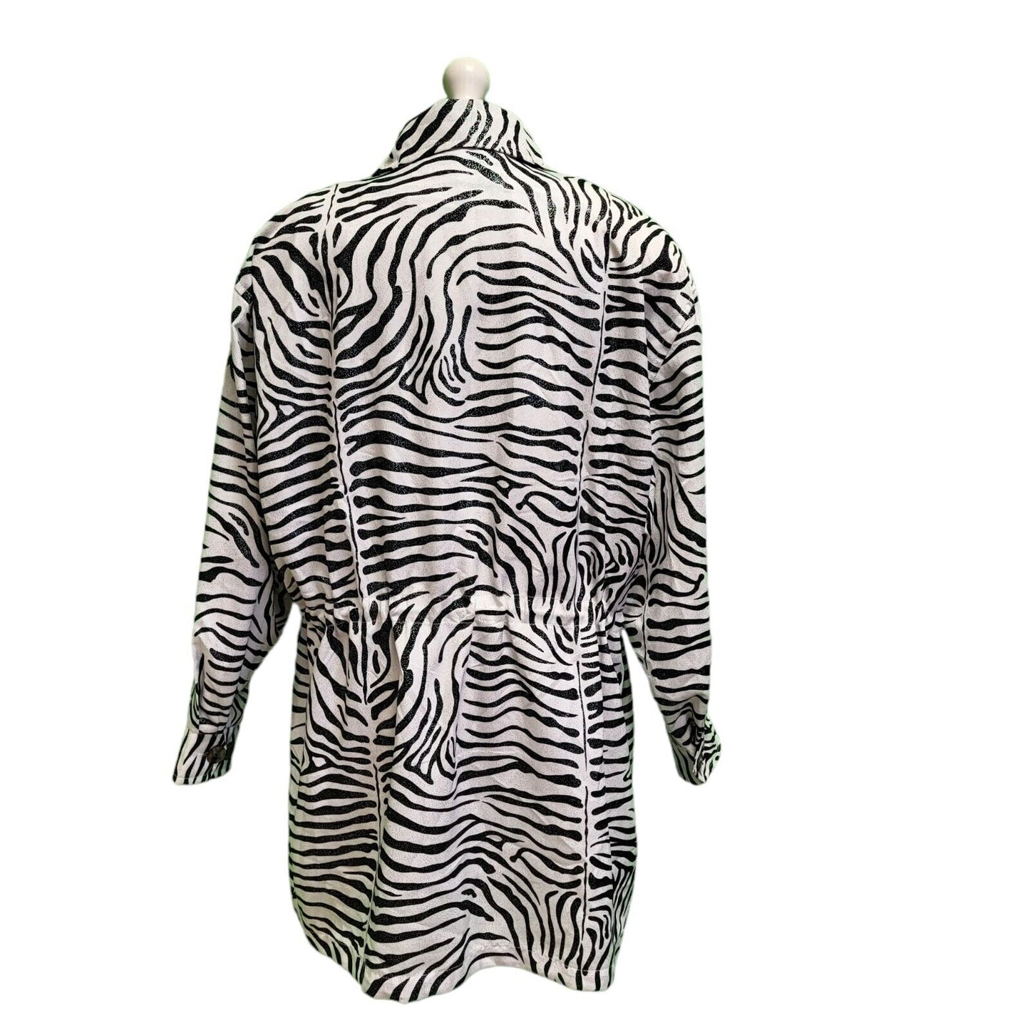 Ares White Black Zipped Collared Jacket UK Women's 16 H723