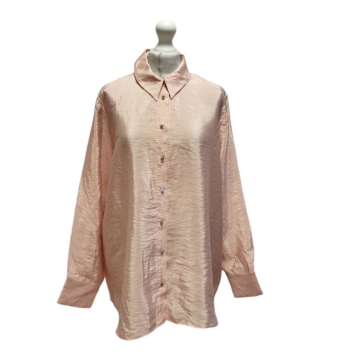 River Island Pink Nylon Long Sleeve Shirt Uk Women's Size 14 Bnwt BB393
