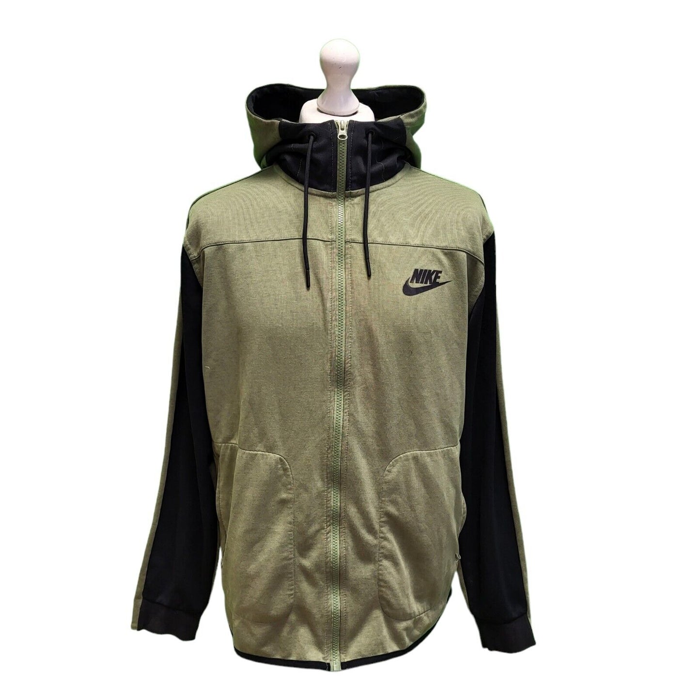 Nike Green Long Sleeve Zip Casual Sweatshirt Hoodie Men's UK L EU 54 H597