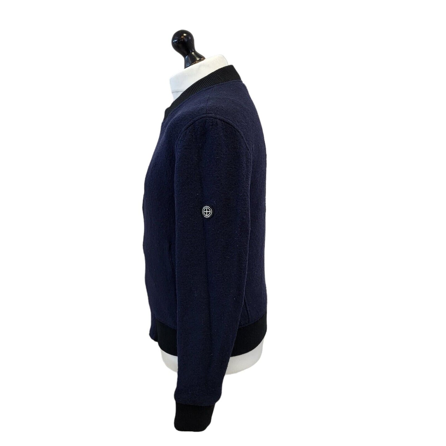 Religion Navy Blue Zipped Wool Jacket Uk Men's Medium G650