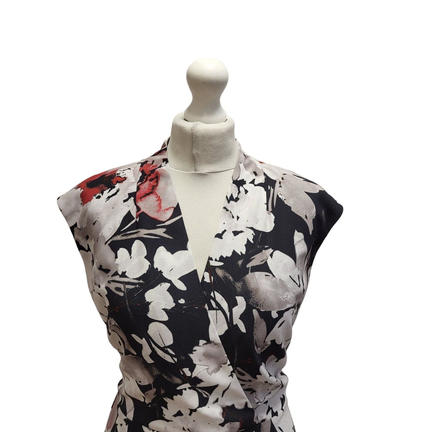 Hobbs Black Red Floral Sleeveless Fit & Flare Dress UK Women's 14 Bnwt BB338