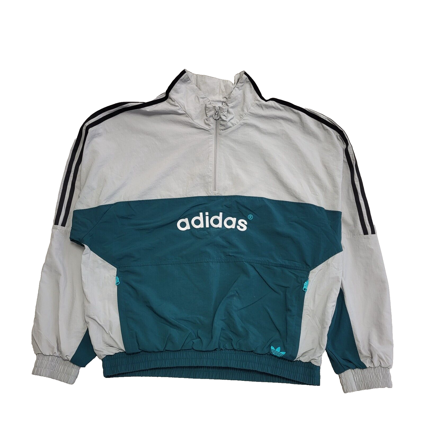 Adidas Green Grey 1/4 Zip Over-sized Sport Jacket Men's uk L eu 54 H269