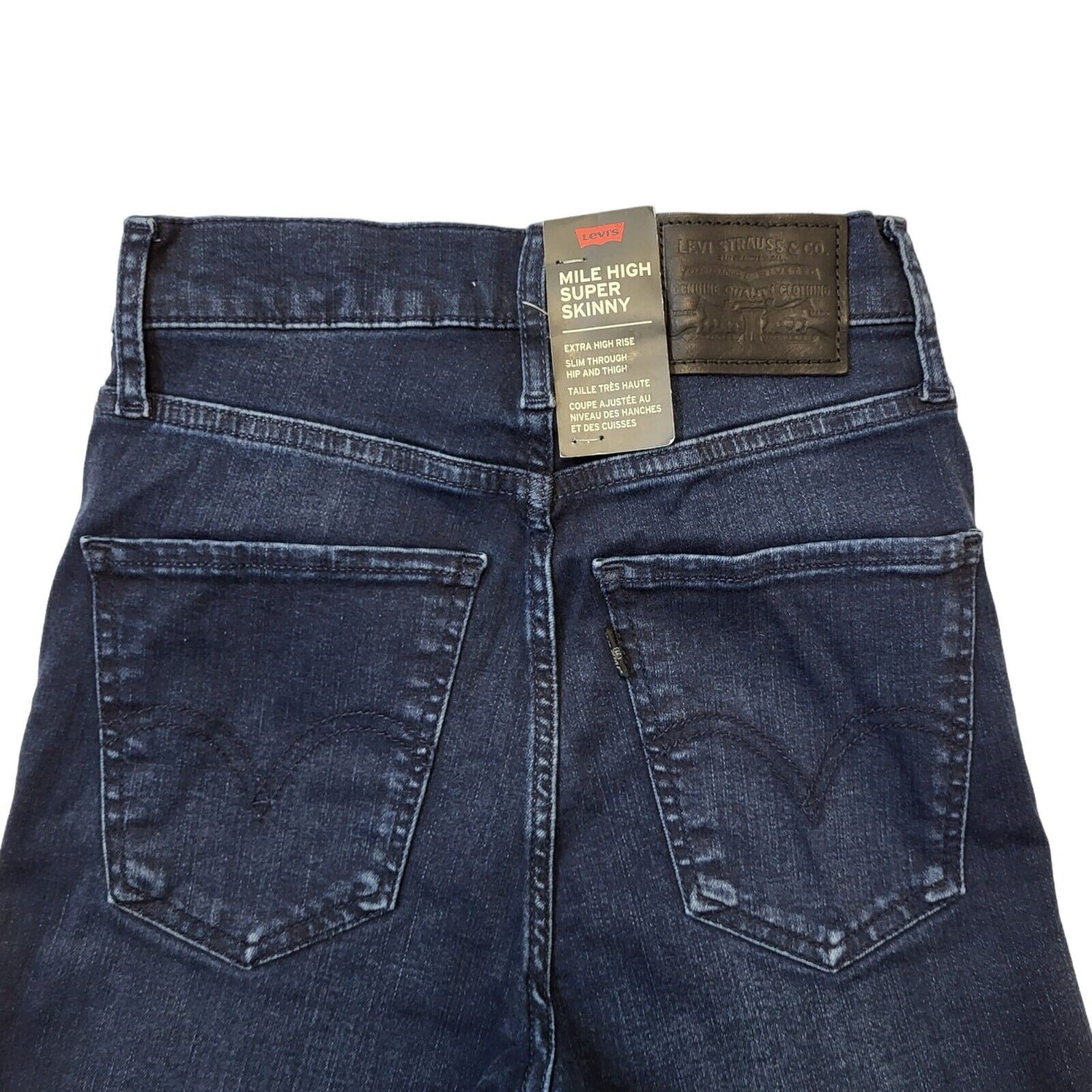 Levi's Dark Blue Mile High Skinny Denim Jeans UK Women's 6 W24 L32 Bnwt G213