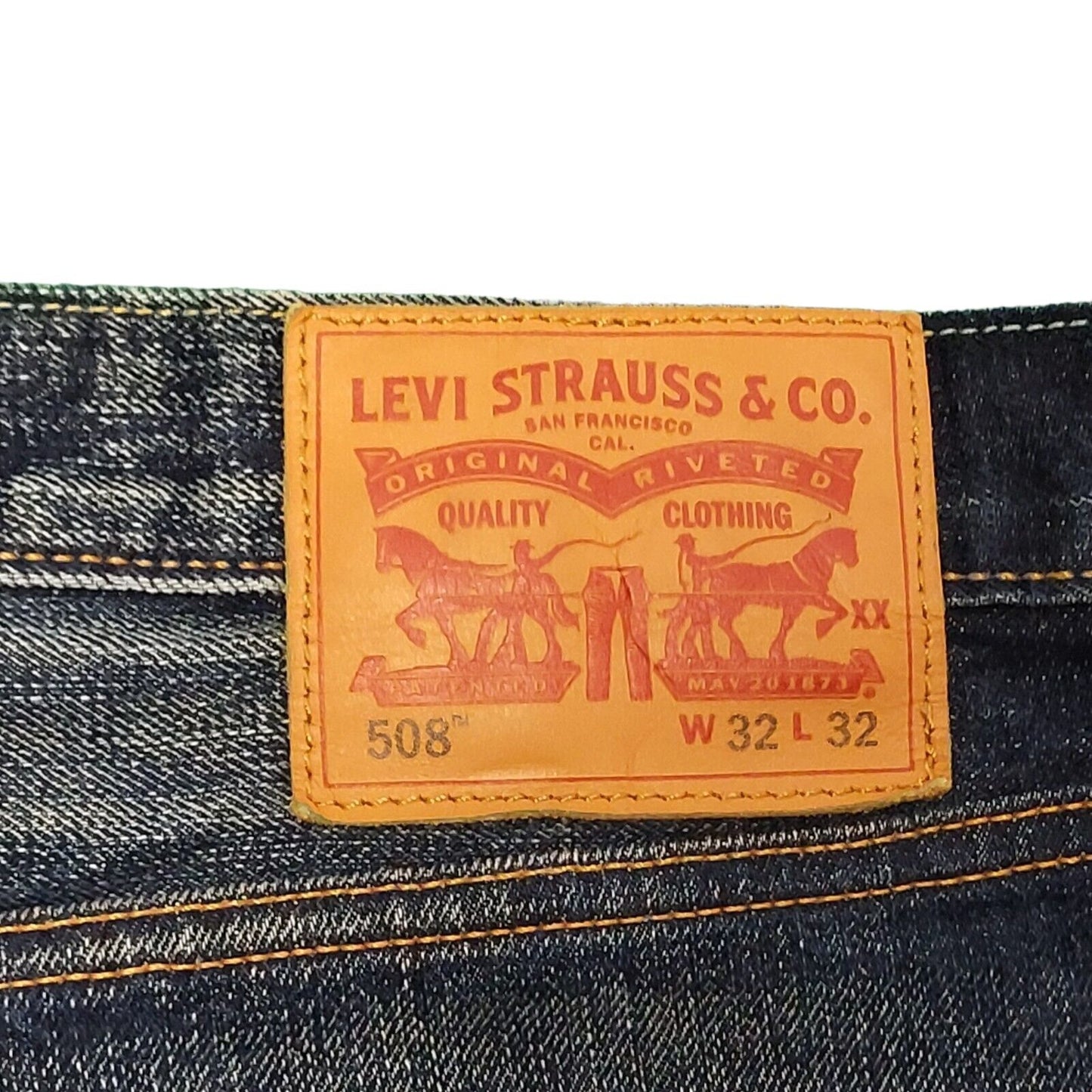 Levi's 508 Dark Blue Straight Leg Zipper Fly Denim Jeans Men's M W32 L32 H48