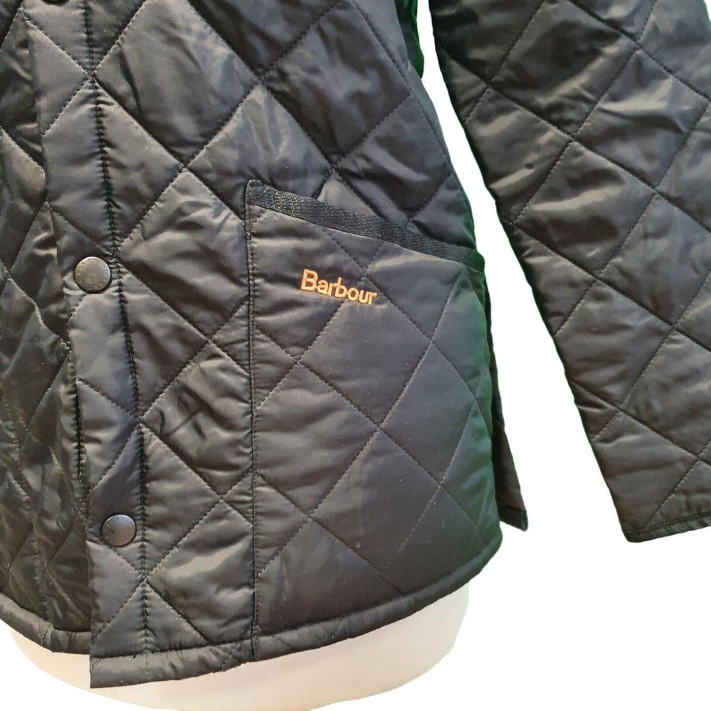 Vintage Barbour Liddesdale Black Snap Quilted Kid's Jacket Age 9-10 Yrs M H213