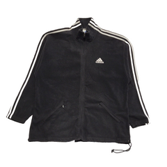 Adidas Black White Trim Zipped Fleece Sports Jacket Men's UK 2xL H921