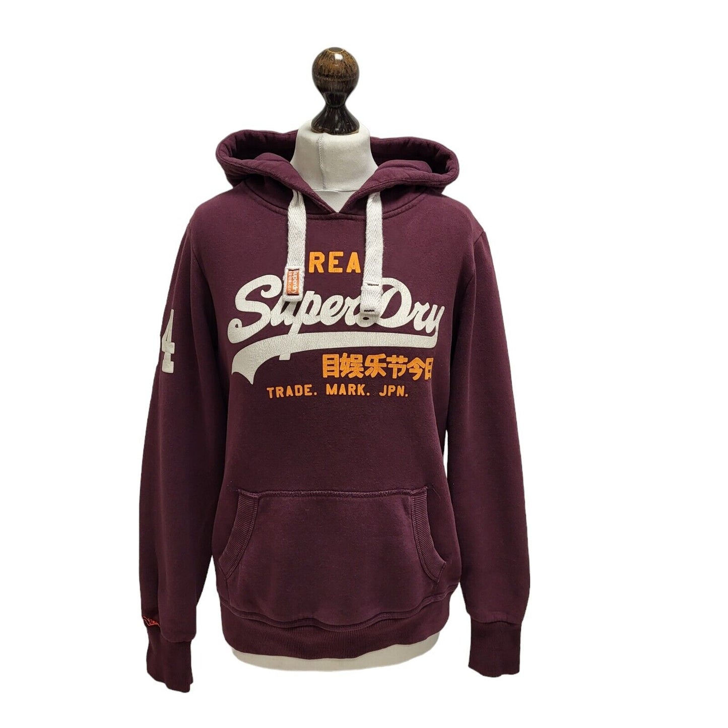 Superdry Sweatshirt Hoodie Drawstring Maroon Uk Women's Size L G417