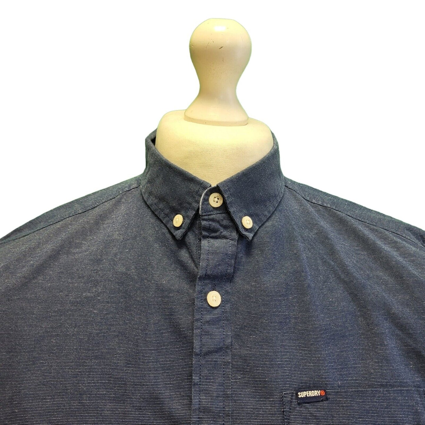 Superdry Blue Cotton Regular Fit Short Sleeve Shirt Men's UK L EU 54 H124