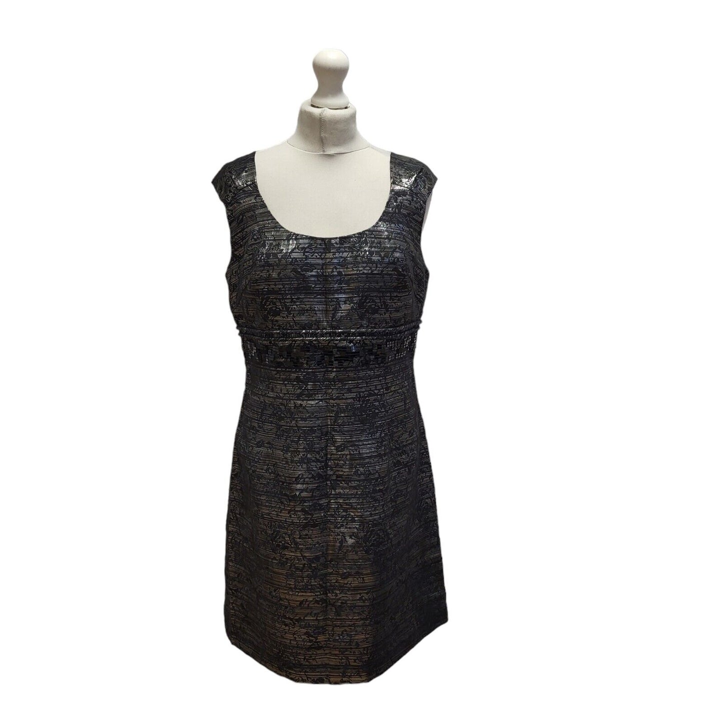 Next Black Silver Sleeveless Evening Dress UK Women's 14 Bnwt BB339