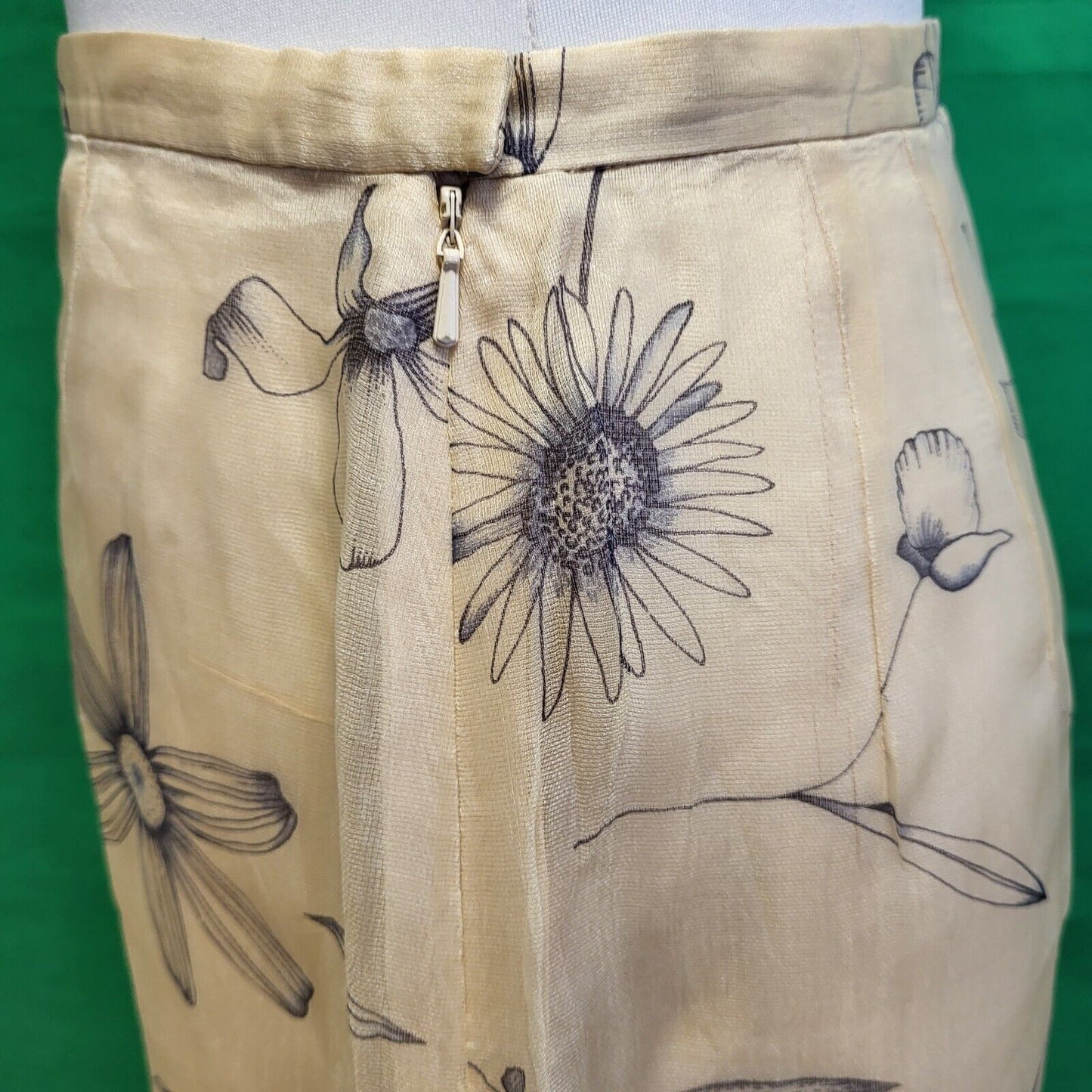 Episode Studio Beige Floral Silk Pencil Skirt Women's UK L 12 W26 G812