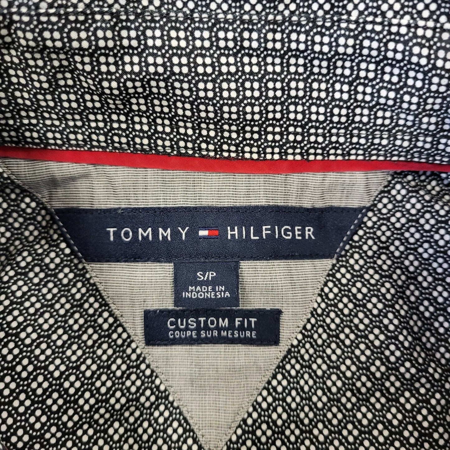 Tommy Hilfiger Black White Geometric S/Sleeve Shirt Men's UK S eu 46 H376
