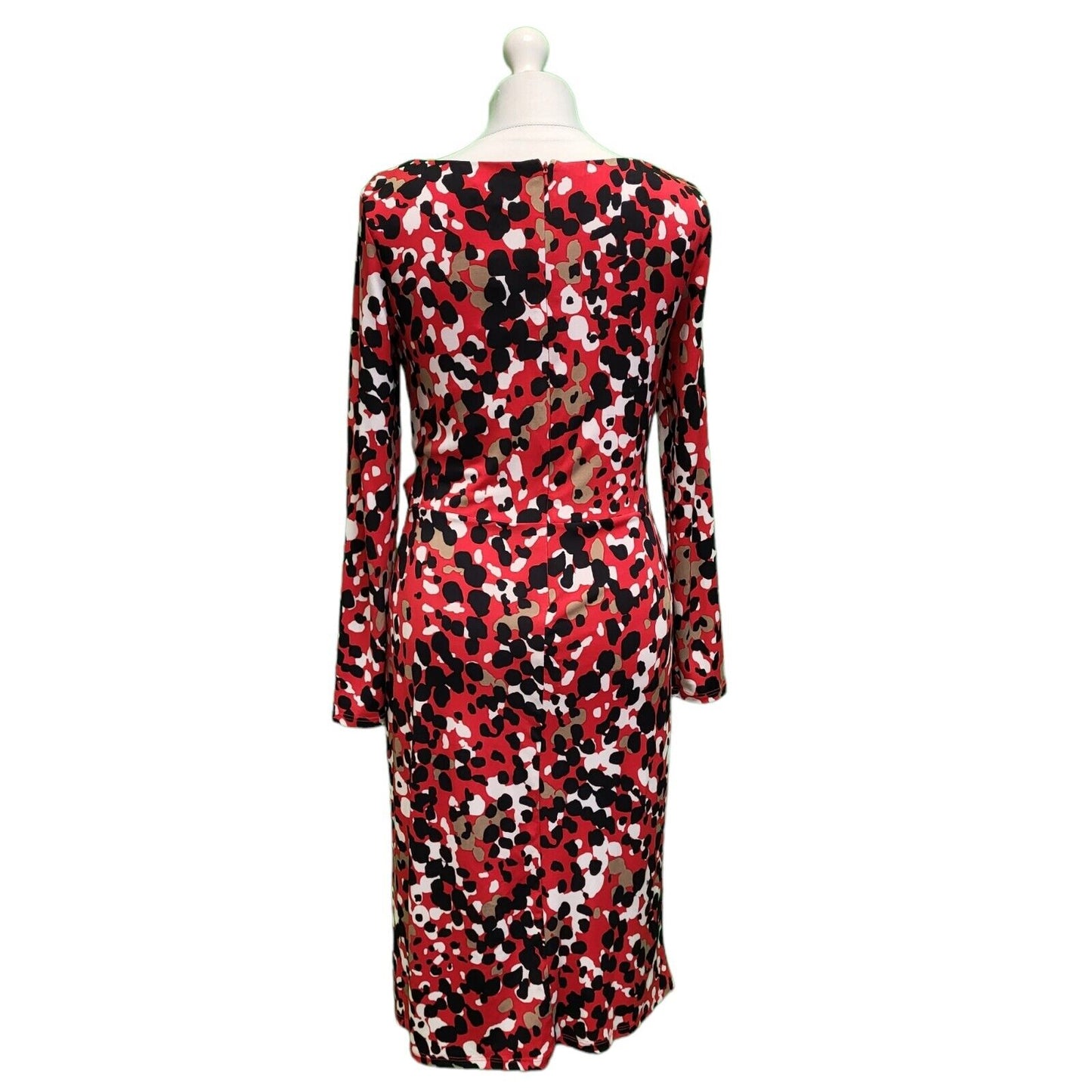Alexon Red Black White Summer Print Wrap Dress UK Women's L 12 BNWT H756