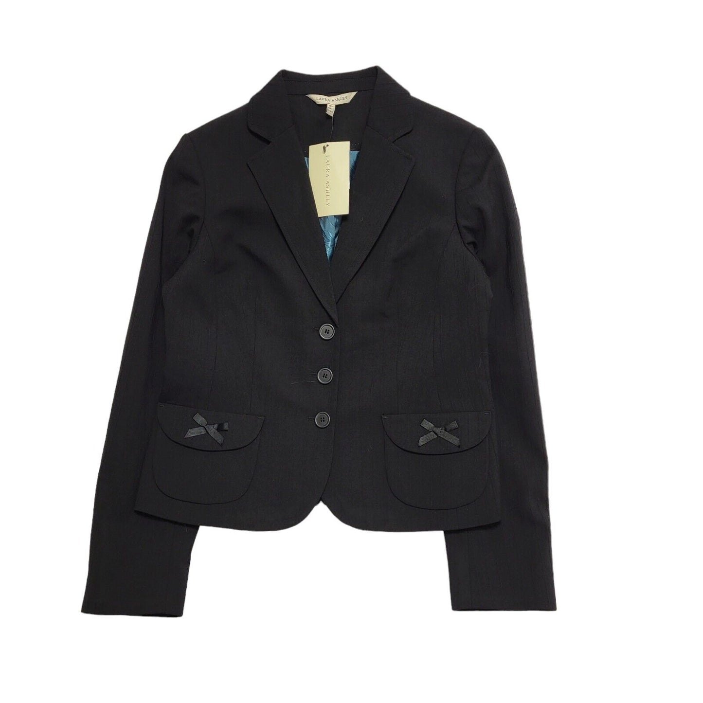 Laura Ashley Black Wool Suit Jacket Uk Women's Size 14 Bnwt BB368