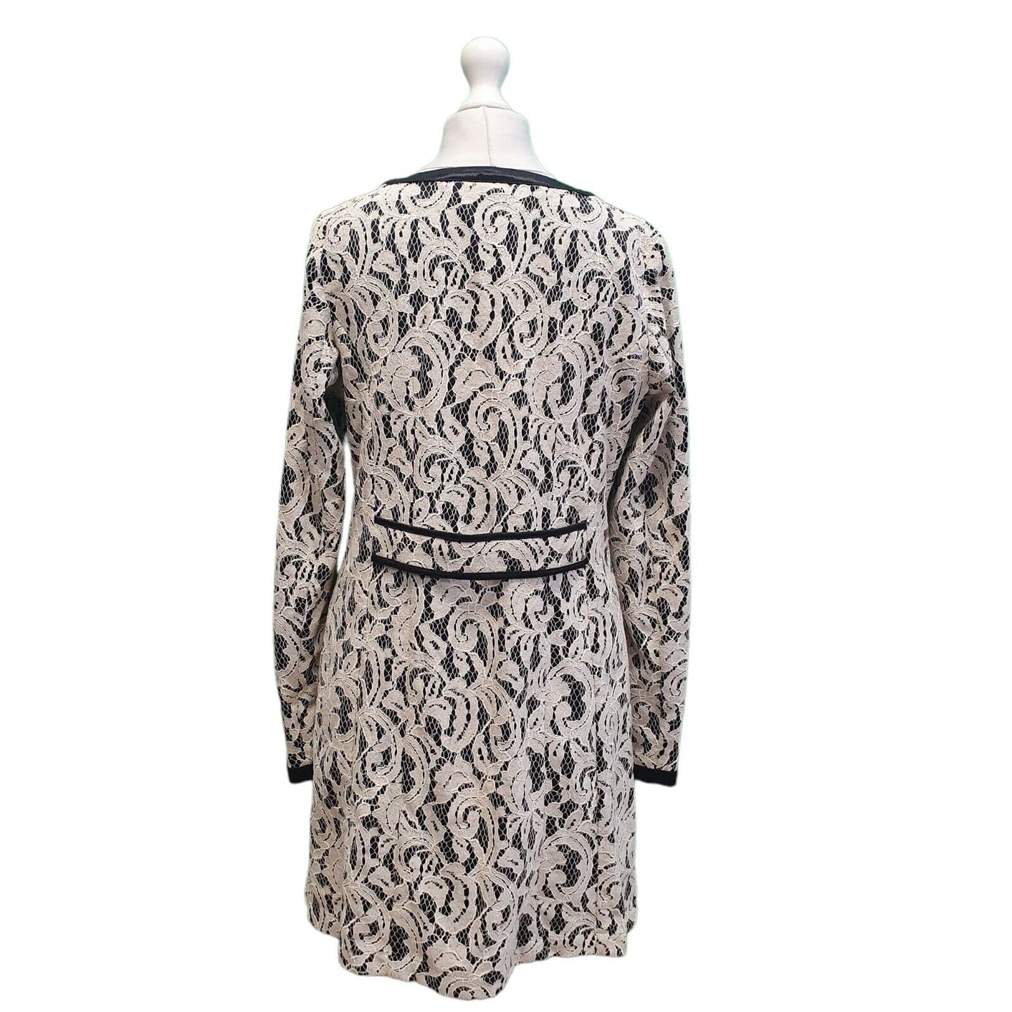 Rever Mile White Black Snap Long Dress Jacket Women's uk M 10 G808
