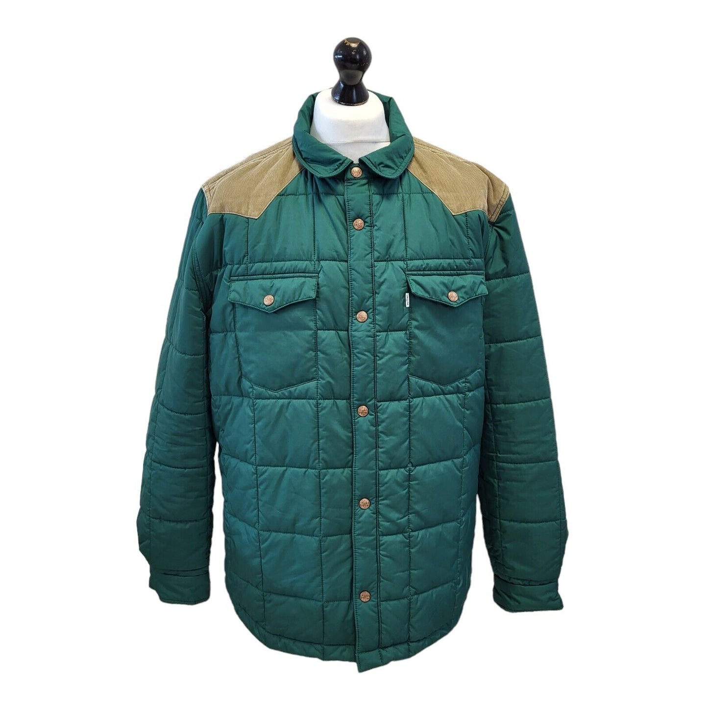 Levi's Green Snap Fasten Quilted Jacket Uk Men's 2XL G649