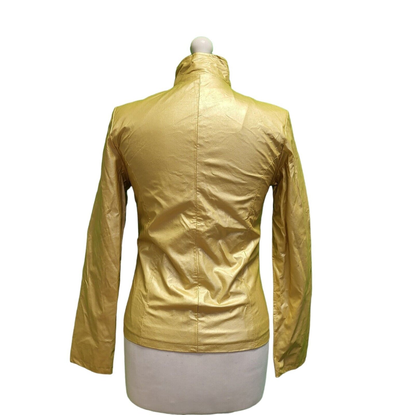 New Look Yellow Zipped Faux Leather Jacket UK Women's Small H710