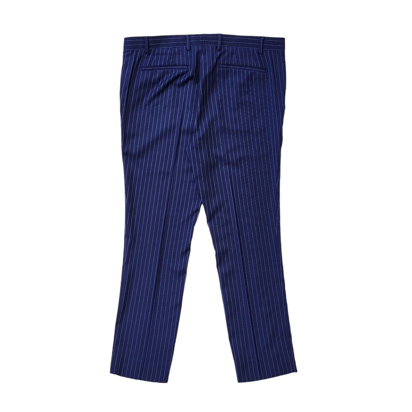 Topman Blue Striped Skinny Suit Jacket & Trousers Uk Men's L 42" W36 L32 G274