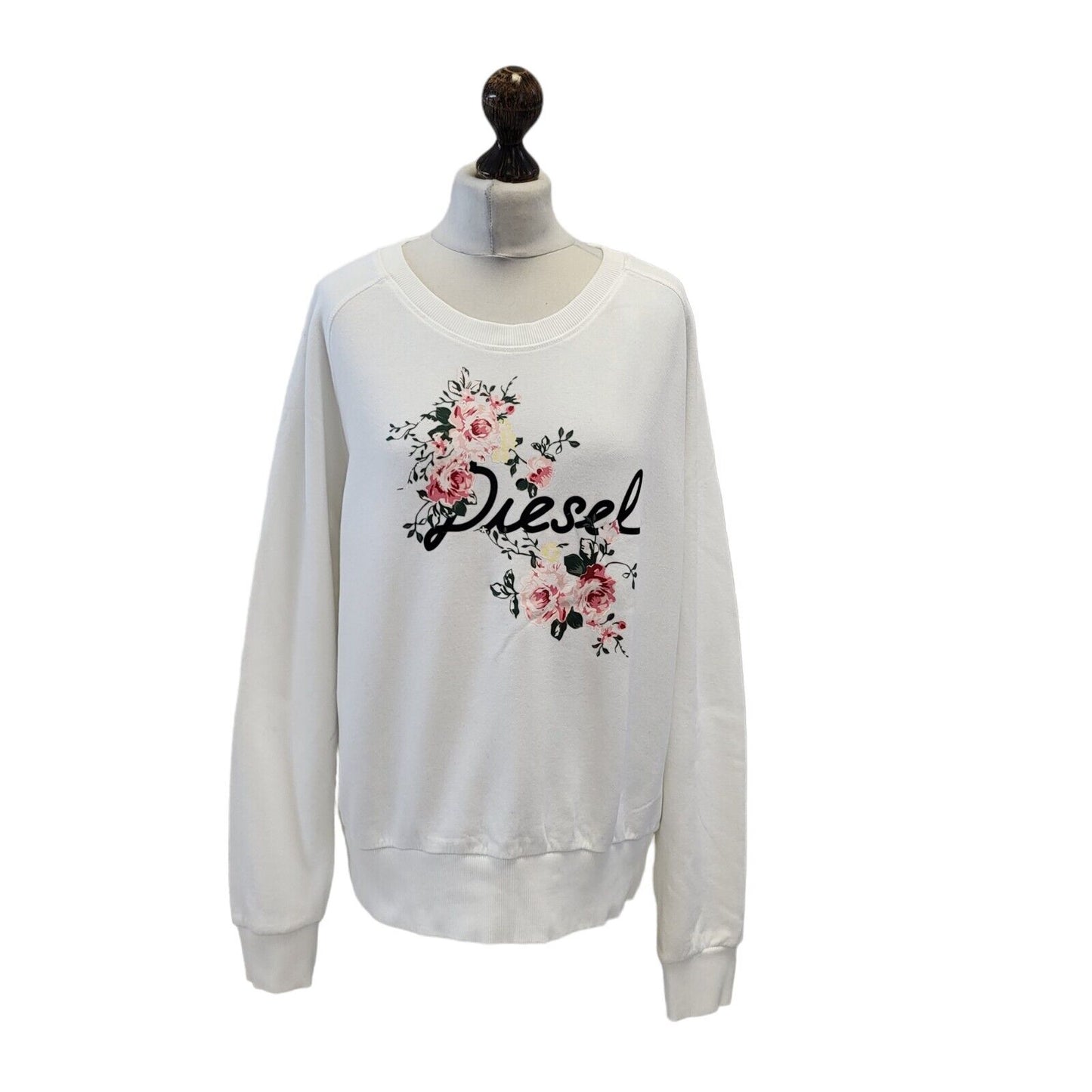 Diesel White Floral Retro Long Sleeve Sweatshirt Women's Uk L 12 H112
