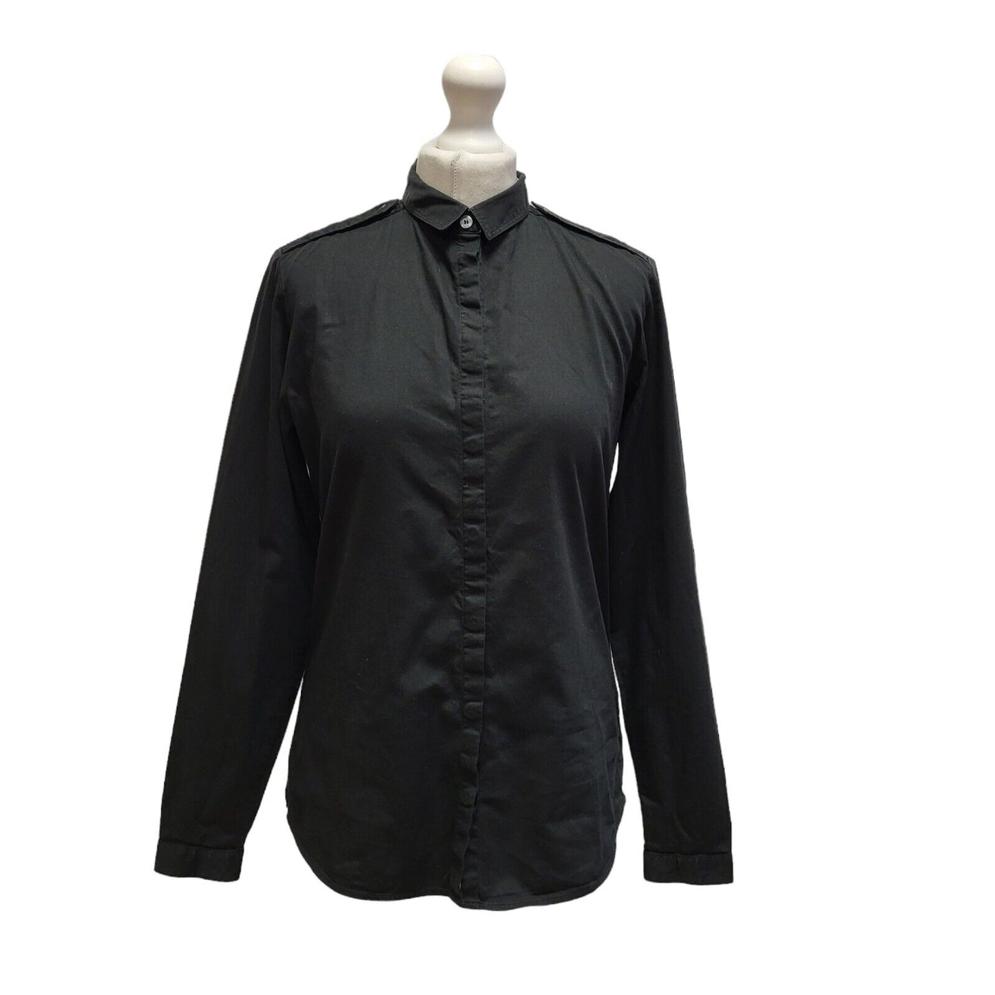 Burberry Brit Black Slim Fit Long Sleeve Shirt Uk Women's Medium BB394