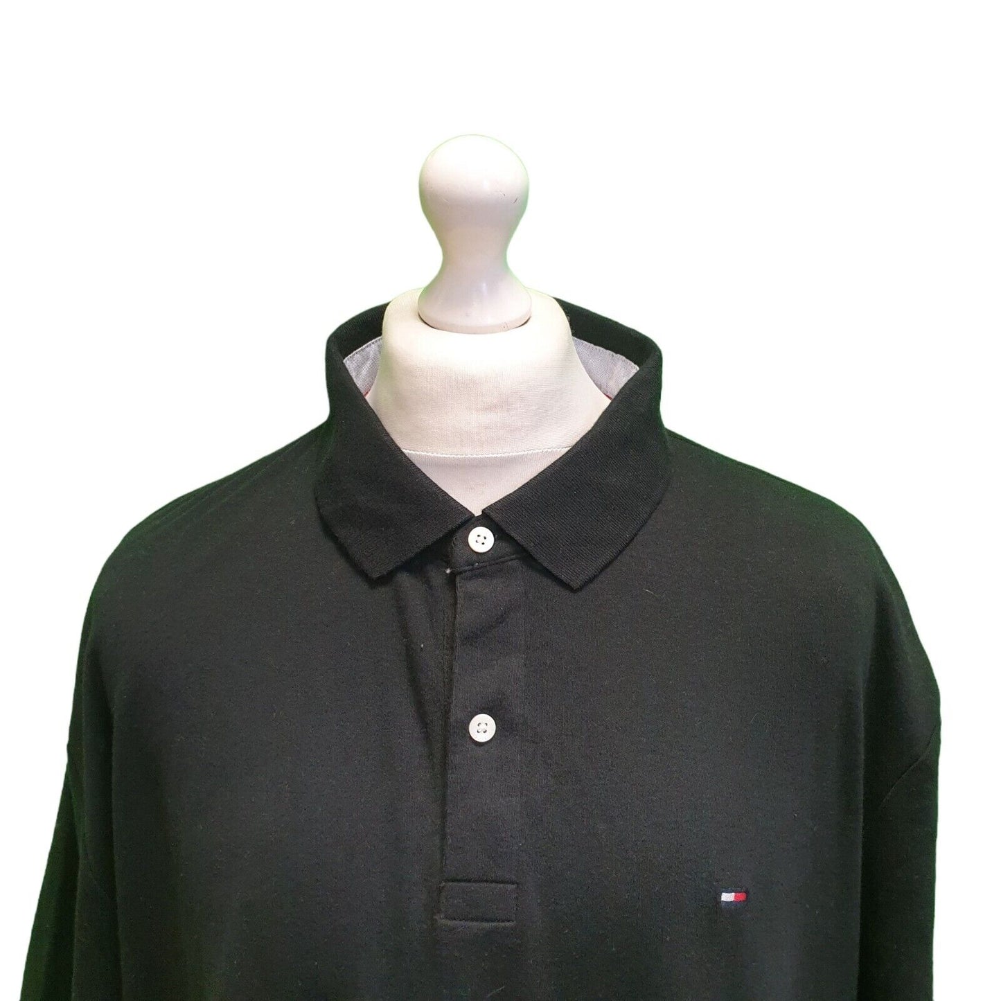 Tommy Hilfiger Black Custom Fit Black Stretch polo T-Shirt Men's UK 2XL H368