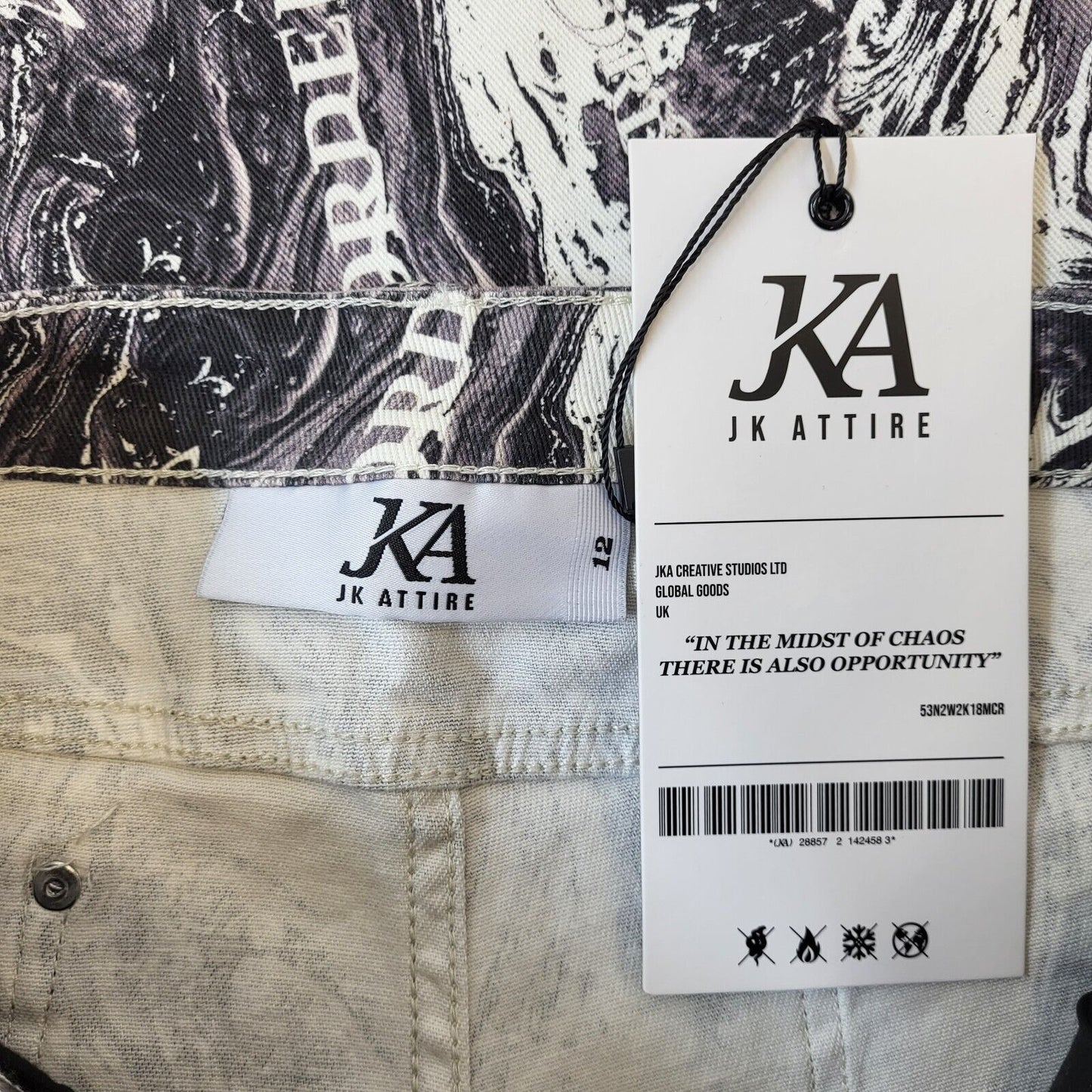 JK Attire White Grey Straight Denim Jeans UK Women's 12 W30 L30 G216
