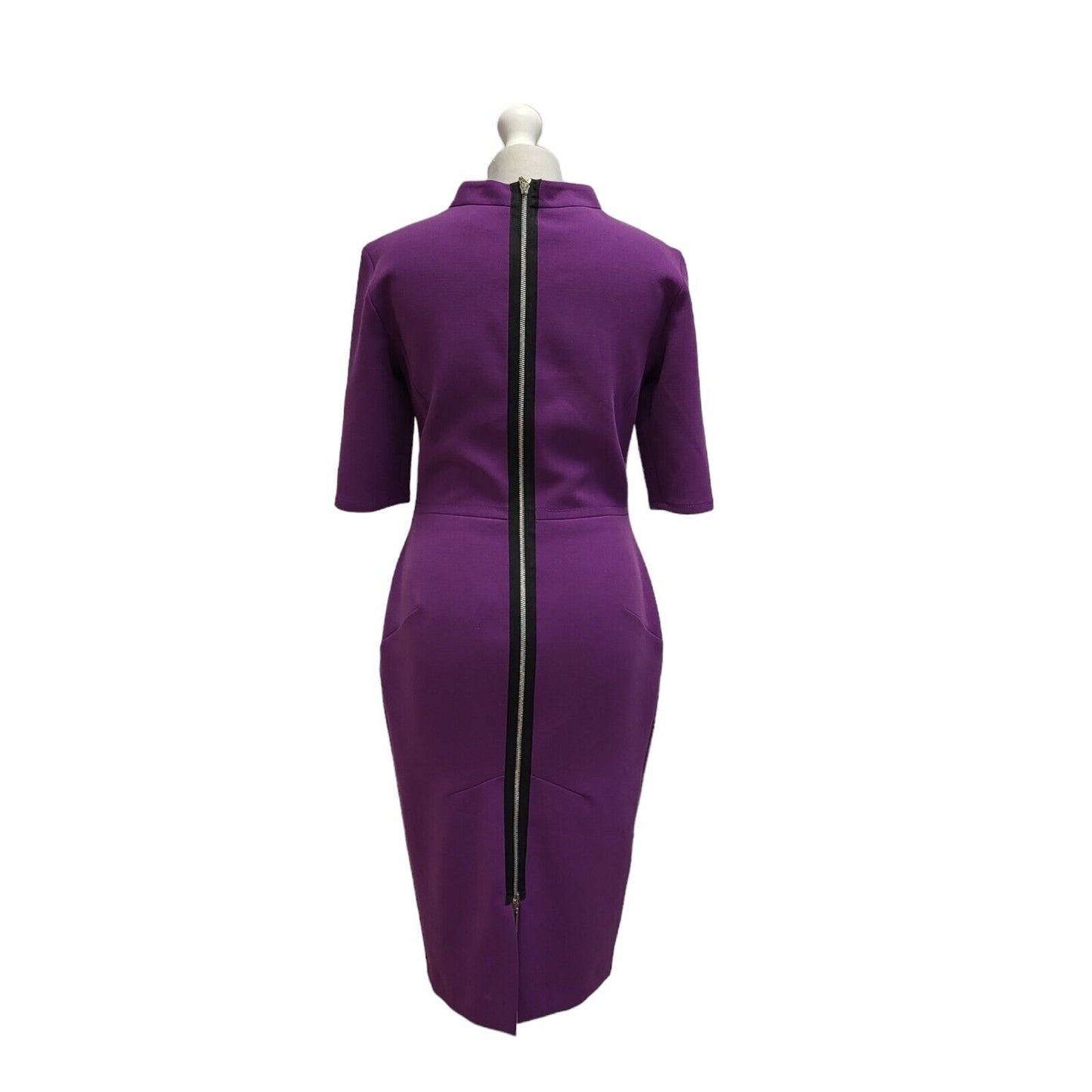 Fran Jane Purple Short Sleeve Bodycon Dress UK Women's 10 BB344