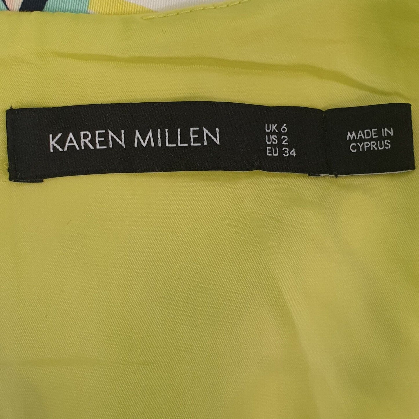 Karen Millen Green Blue Floral Sleeveless A-Line Formal Dress UK Women's 6 H755