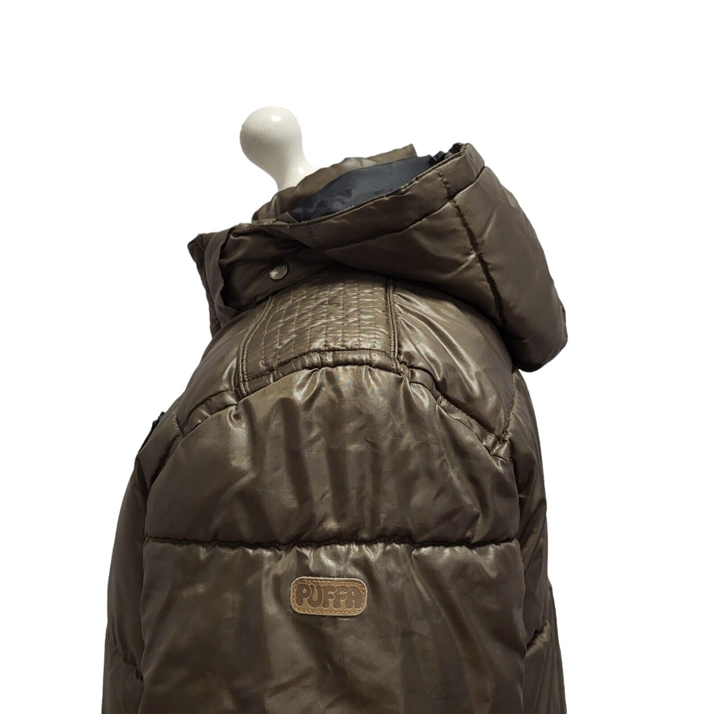 Puffa Quilted Outwear Brown Zipped Hooded Jacket Uk Men's Medium BB306