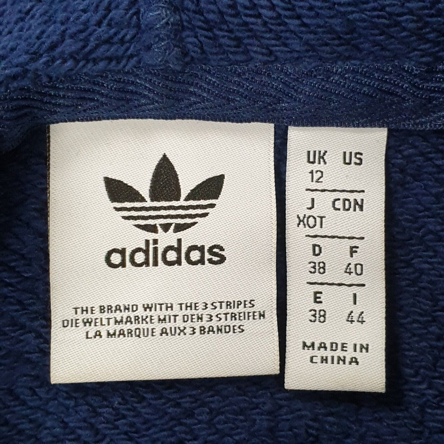 Adidas Navy Blue Drawstring Sweatshirt Hoodie Women's UK L 12 EU 40 H947