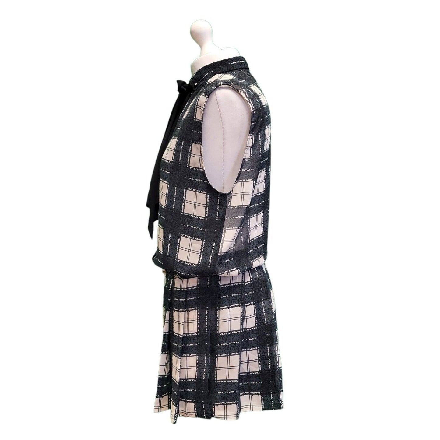 Diesel Black White Check Pinafore Smart Casual Dress UK S G906