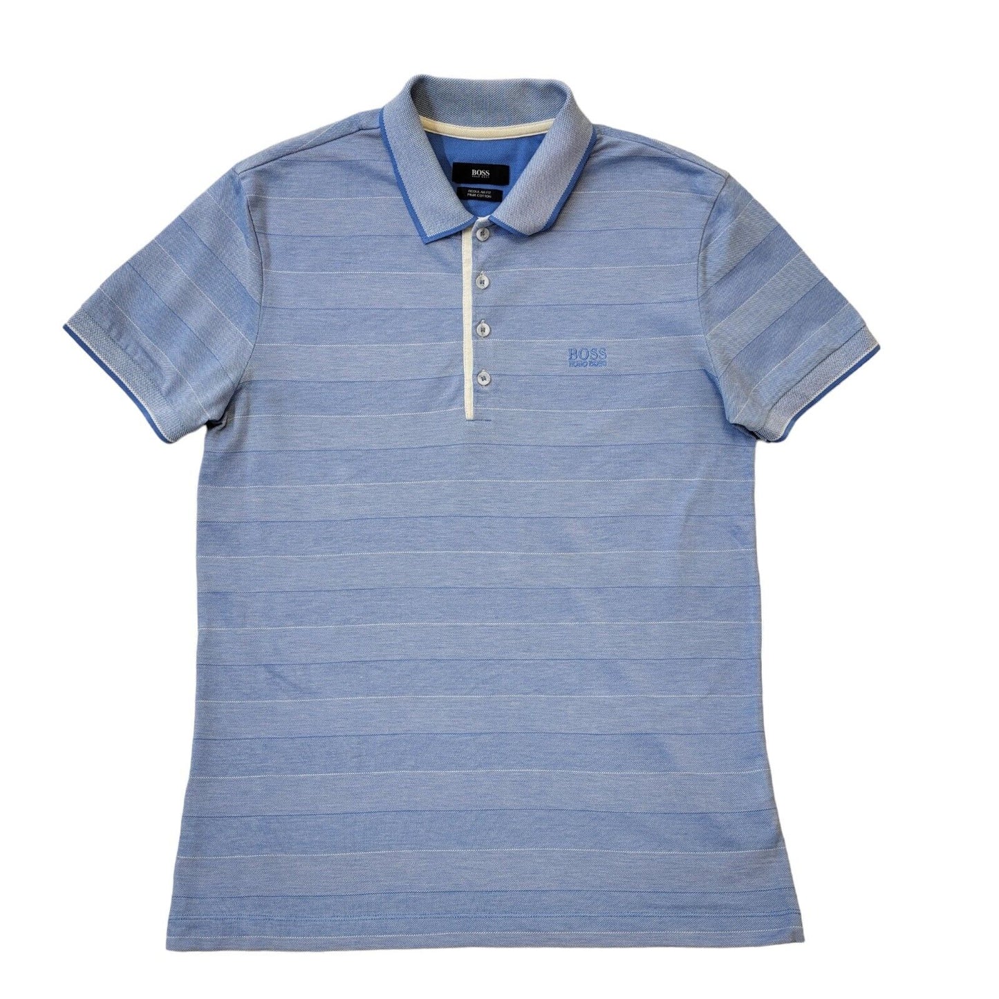 Hugo Boss Blue Regular Fit Short Sleeve Collared Polo Shirt Men's Uk S G770