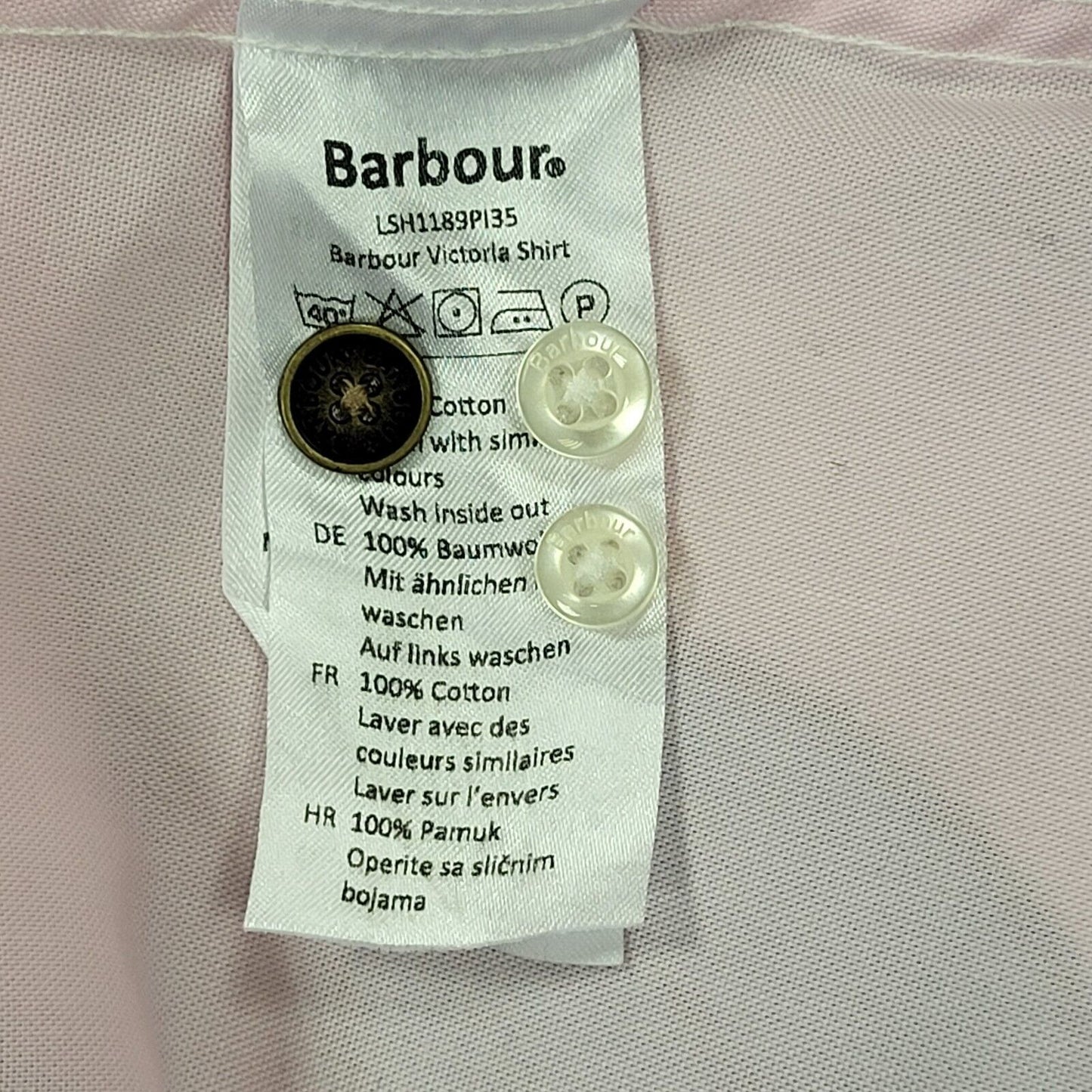 Barbour Pink Solid Long Sleeve Shirt Uk Women's Size 14 BB391
