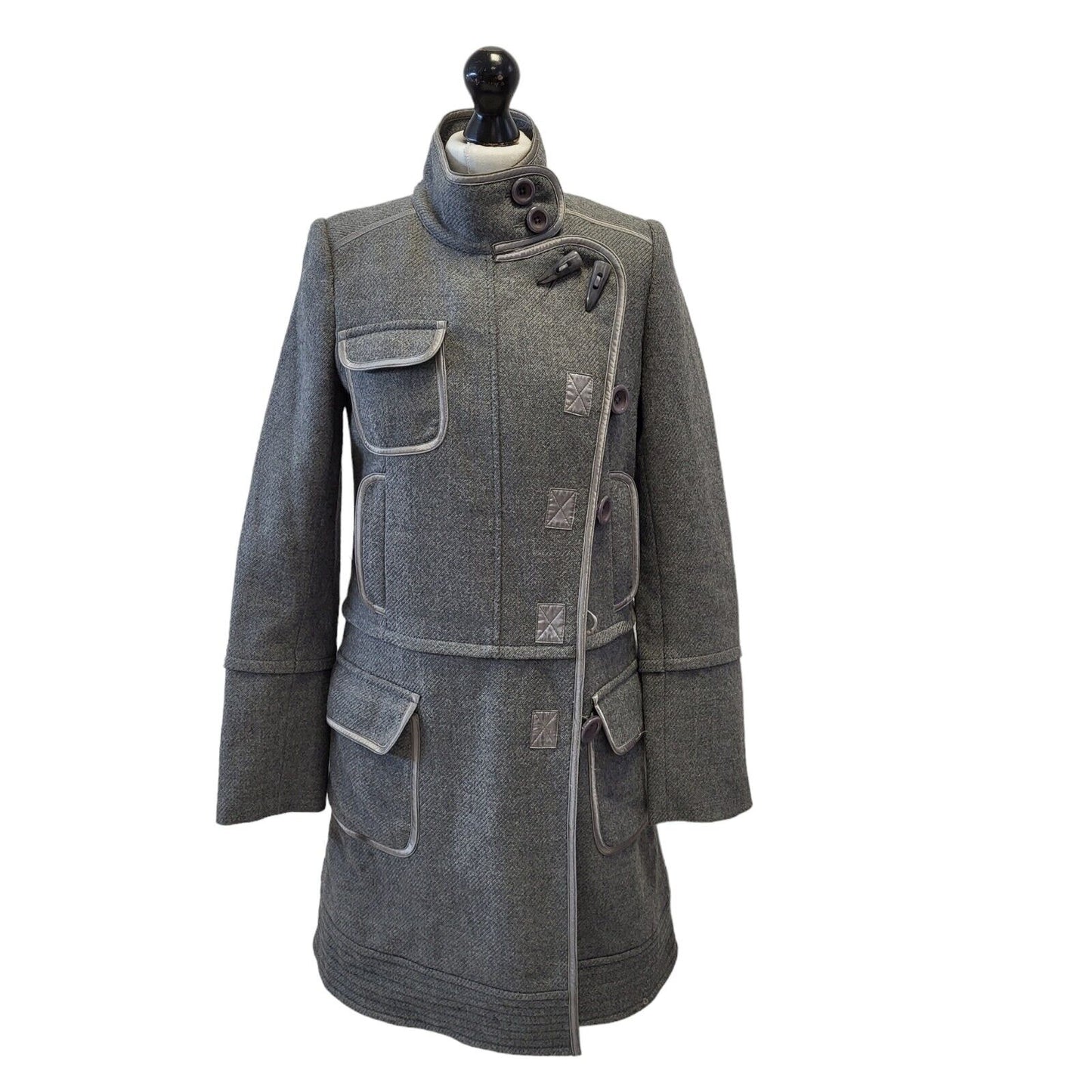 Essentiel Grey Button Smart Formal Overcoat Coat UK Women's M G669