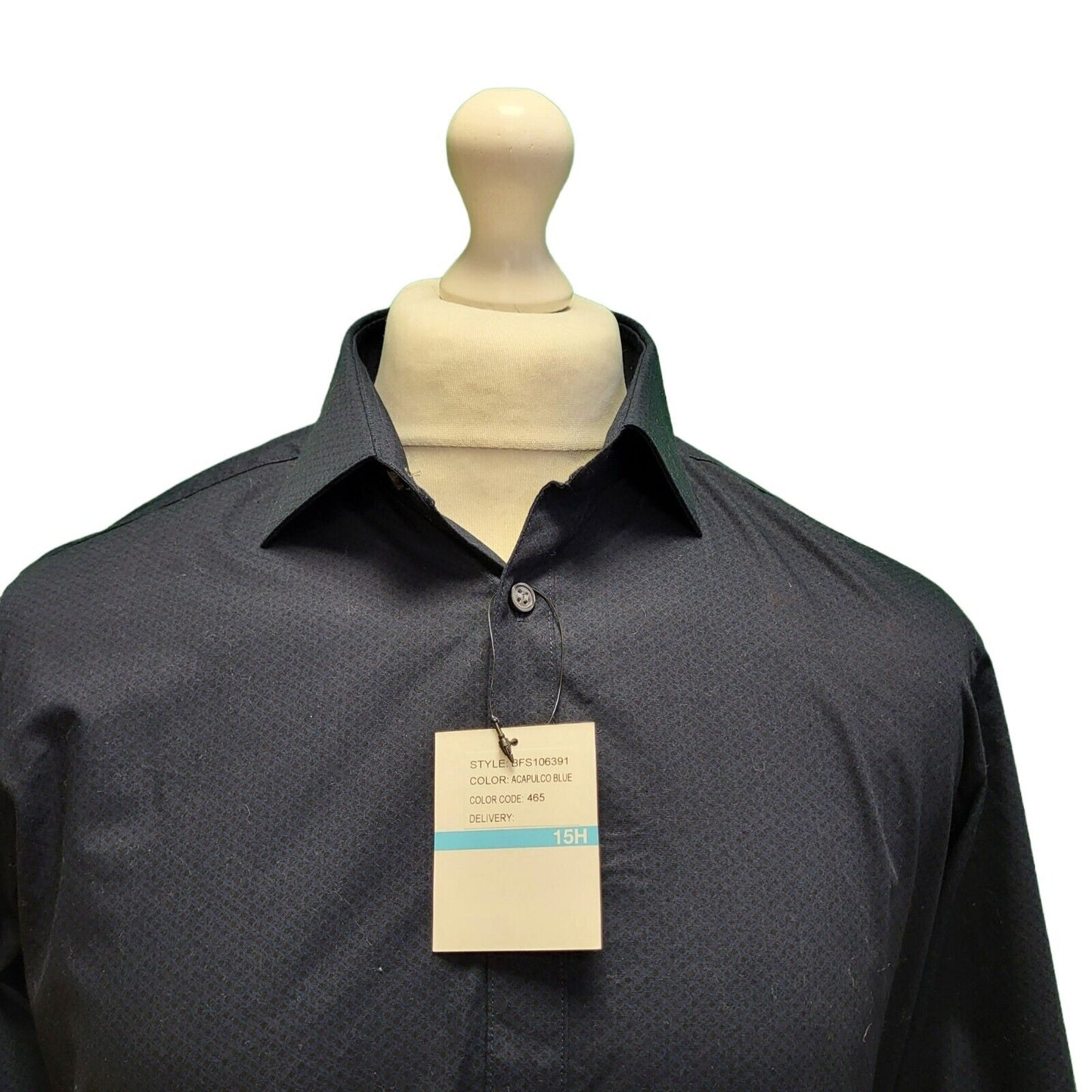 DKNY Navy Blue Diamond Smart Casual L/Sleeve Shirt Men's Uk M BNWT Slim H126
