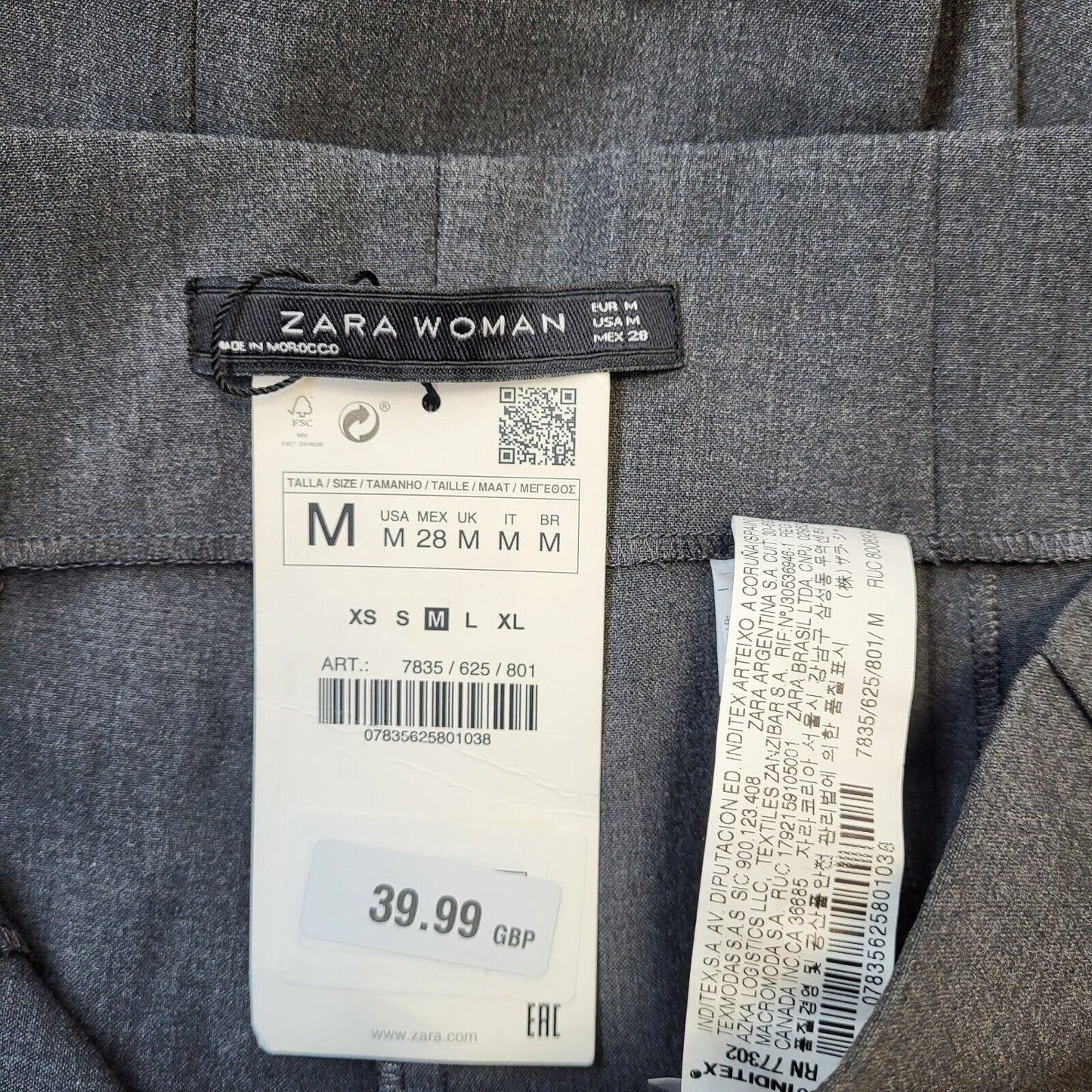 Zara Grey Straight Dress Trousers Uk Women's M W28 L26 G218