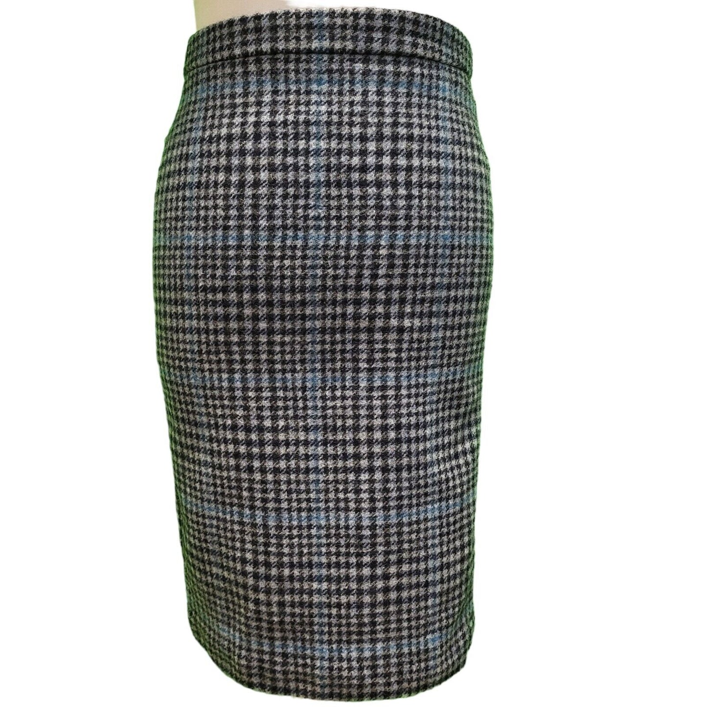 Pure Collection Blue Dogtooth Wool Pencil Skirt UK Women's S 8 W26 H748