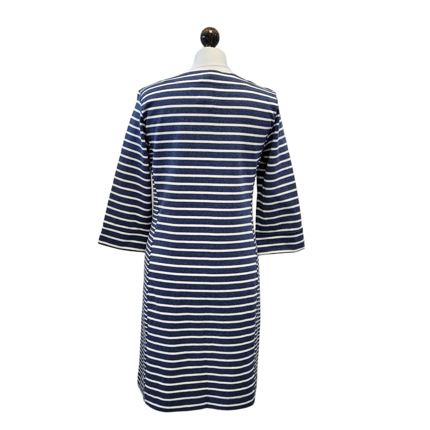 Joules Remy Blue White Striped 3/4 Sleeve Round Neck Dress Uk Women's 12 G612