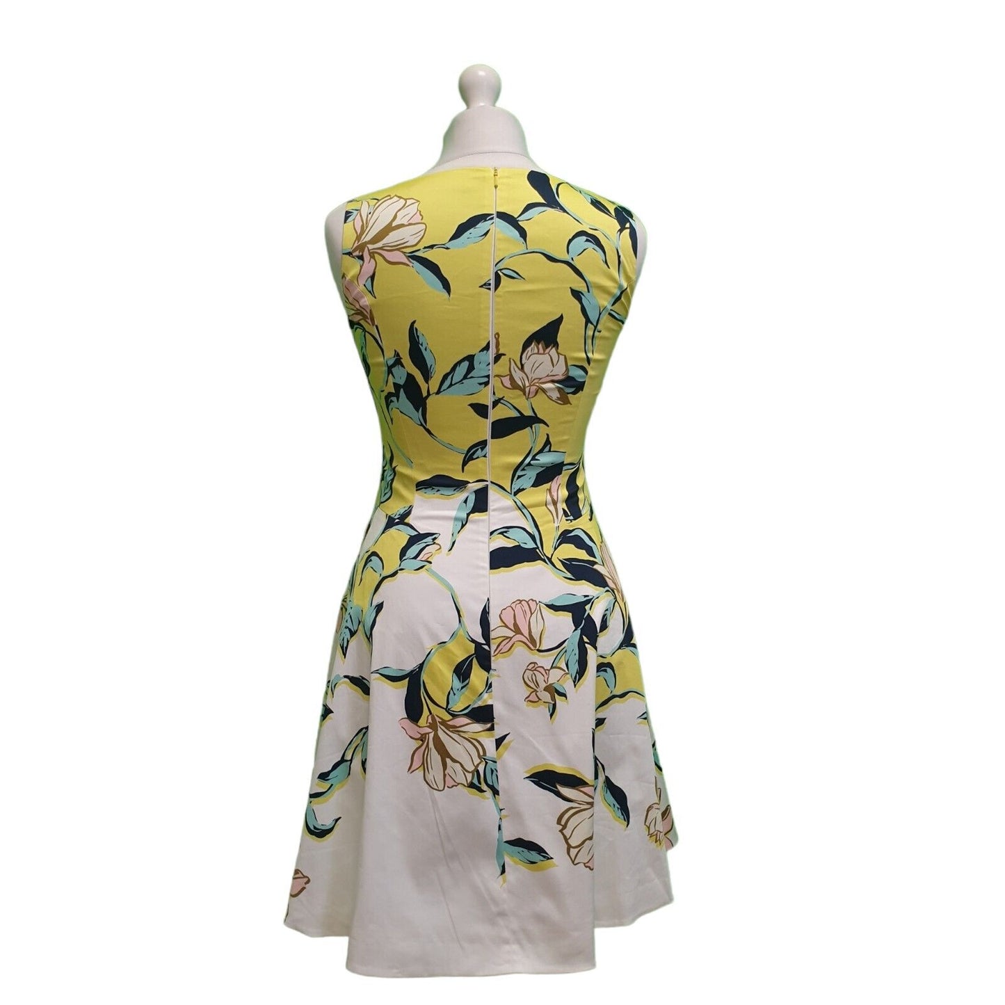 Karen Millen Green Blue Floral Sleeveless A-Line Formal Dress UK Women's 6 H755