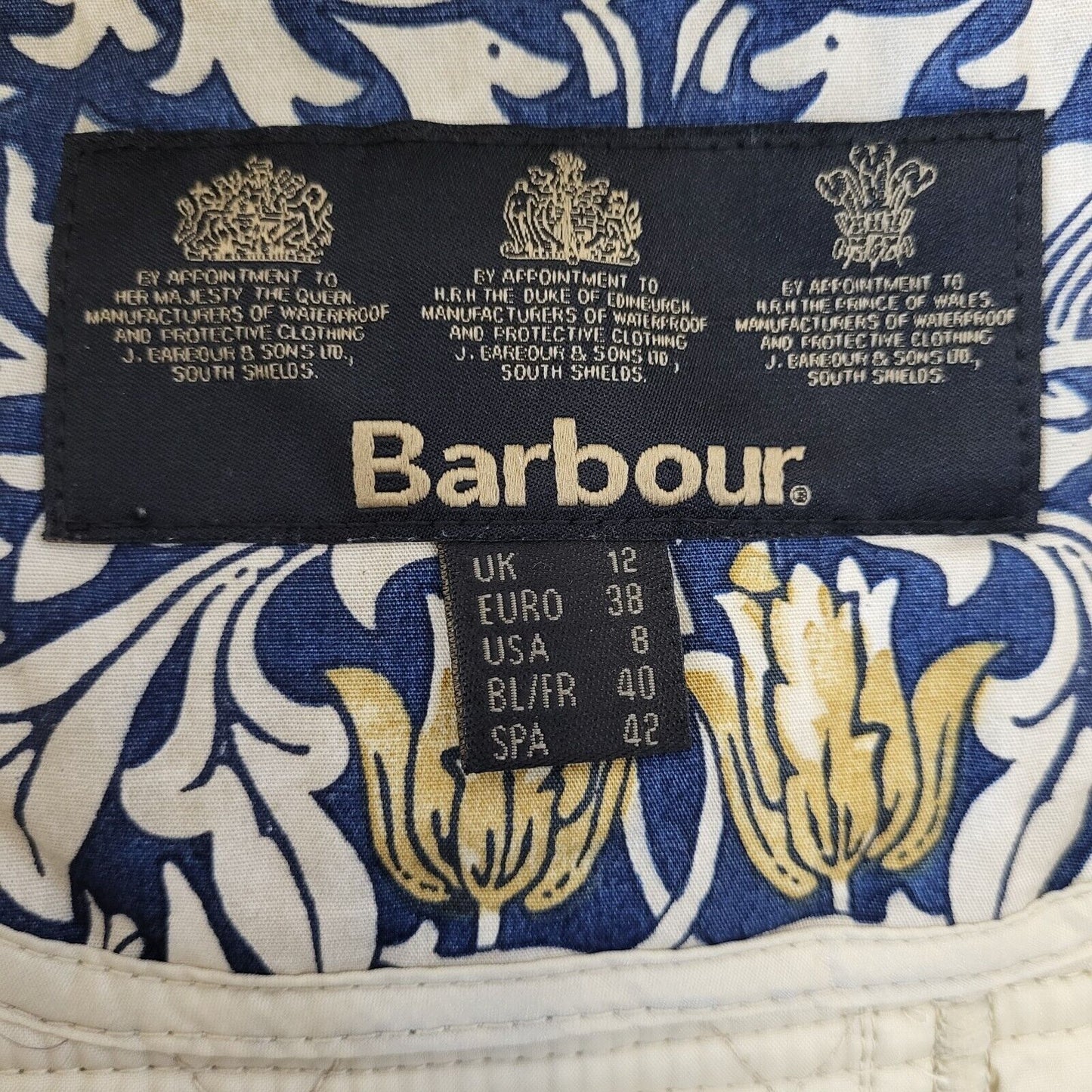 Barbour Manderston Beige Zip & Snap Quilted Jacket Uk Women's 12 G737