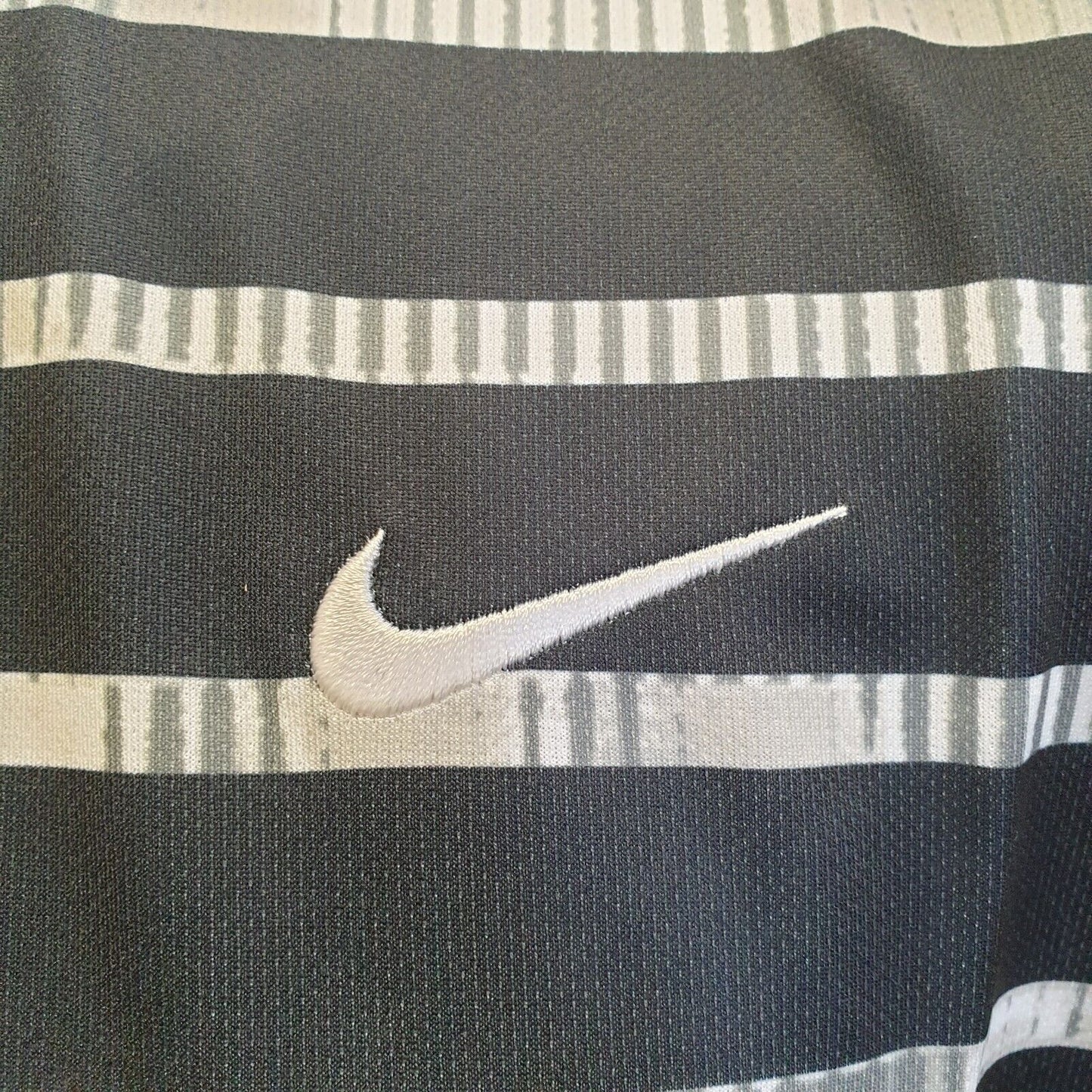 Nike Dri-Fit Black Grey Striped Short Sleeve Polo T-Shirt Uk Men's L Eu 54 G62