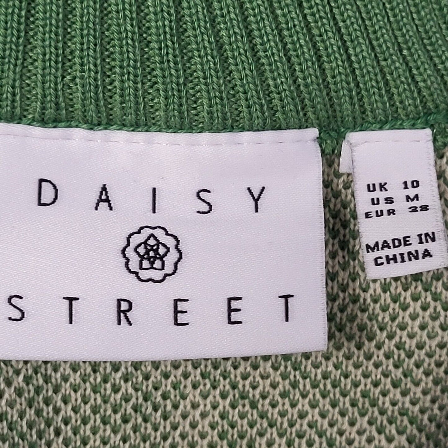 Daisy Street Green White Abstract Sleeveless Jumper Women's UK M 10 EU 38 H67