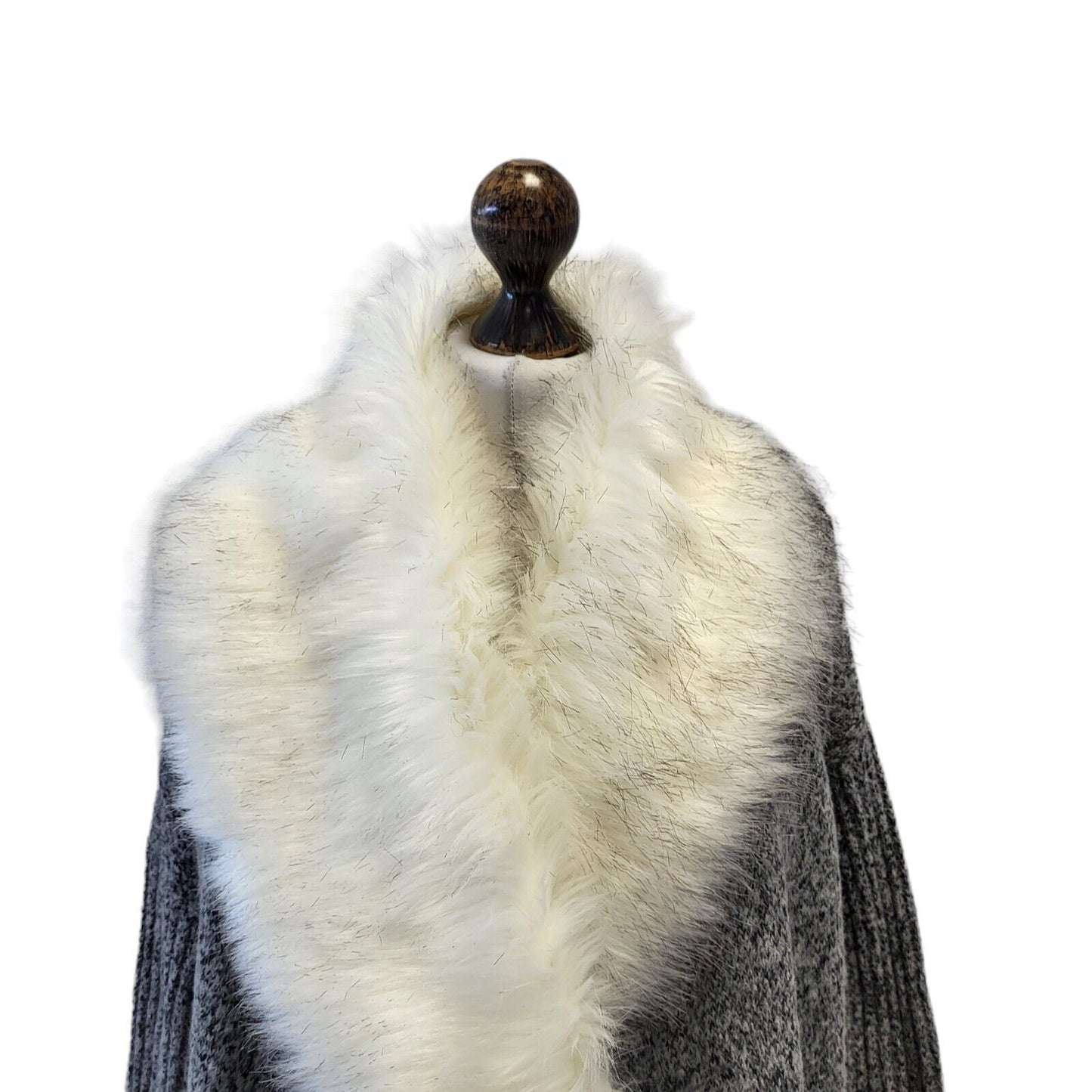 River Island Waterfall Cardigan Grey Fur Trim BNWT Uk Women's Size S G384