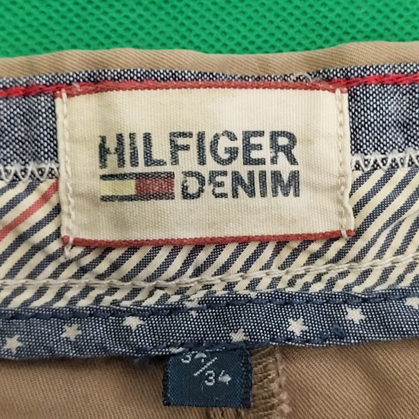 Hilfiger Denim Beige Straight Leg Zipper Fly Trousers Men's Men's L W34 L34 H42