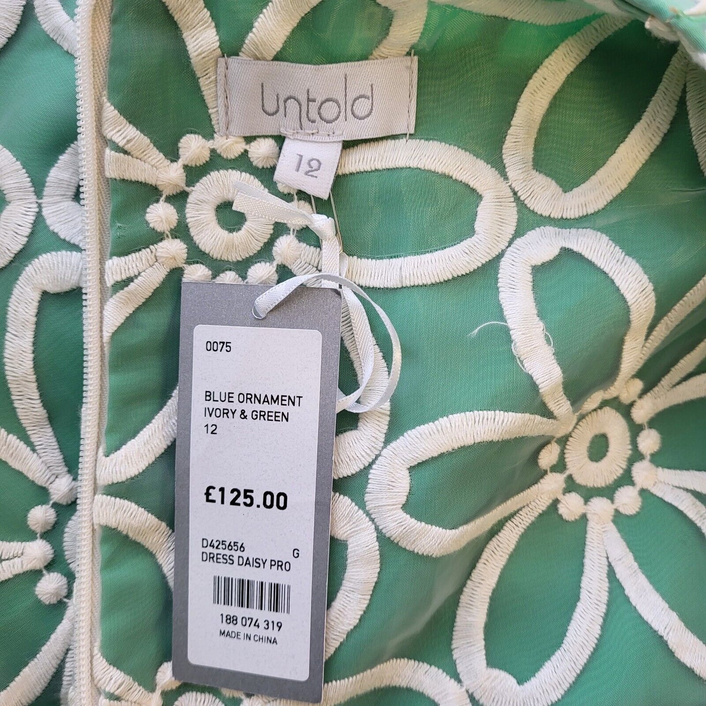 Untold Green Ivory Floral Evening Formal Dress Women's BNWT UK 12 G819